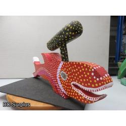 S-78: Folk Art Carved & Painted Hammer Head Shark