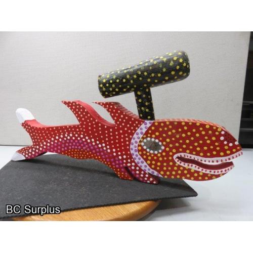 S-78: Folk Art Carved & Painted Hammer Head Shark