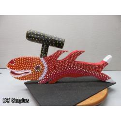 S-78: Folk Art Carved & Painted Hammer Head Shark