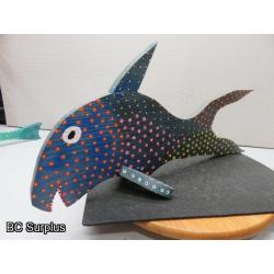 S-79: Folk Art Carved & Painted Wooden Shark