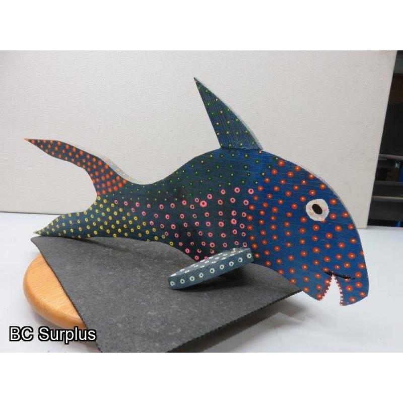 S-79: Folk Art Carved & Painted Wooden Shark