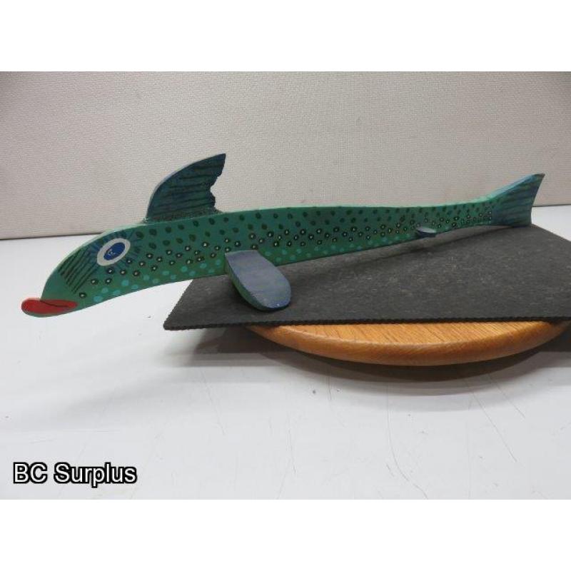 S-80: Folk Art Carved & Painted Wooden Sliver Fish