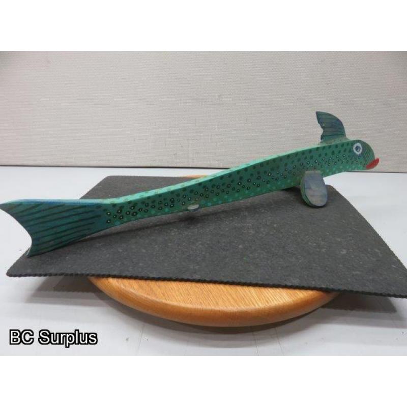 S-80: Folk Art Carved & Painted Wooden Sliver Fish