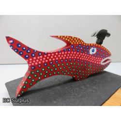 S-81: Folk Art Carved & Painted Hammer Head Fish