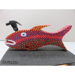 S-81: Folk Art Carved & Painted Hammer Head Fish