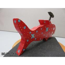 S-82: Folk Art Carved & Painted Hammer Head Fish