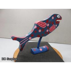 S-83: Folk Art Carved & Painted Fish with Foot