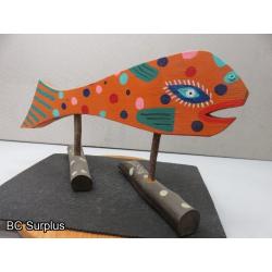 S-84: Folk Art Carved & Painted Toed Fish