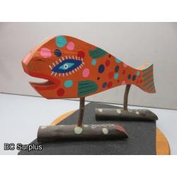 S-84: Folk Art Carved & Painted Toed Fish