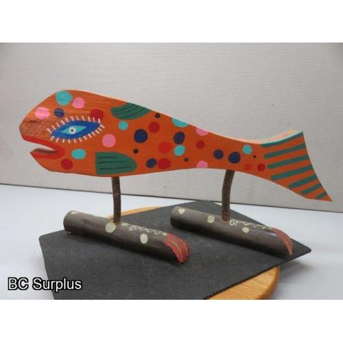 S-84: Folk Art Carved & Painted Toed Fish