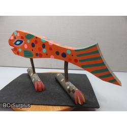 S-84: Folk Art Carved & Painted Toed Fish