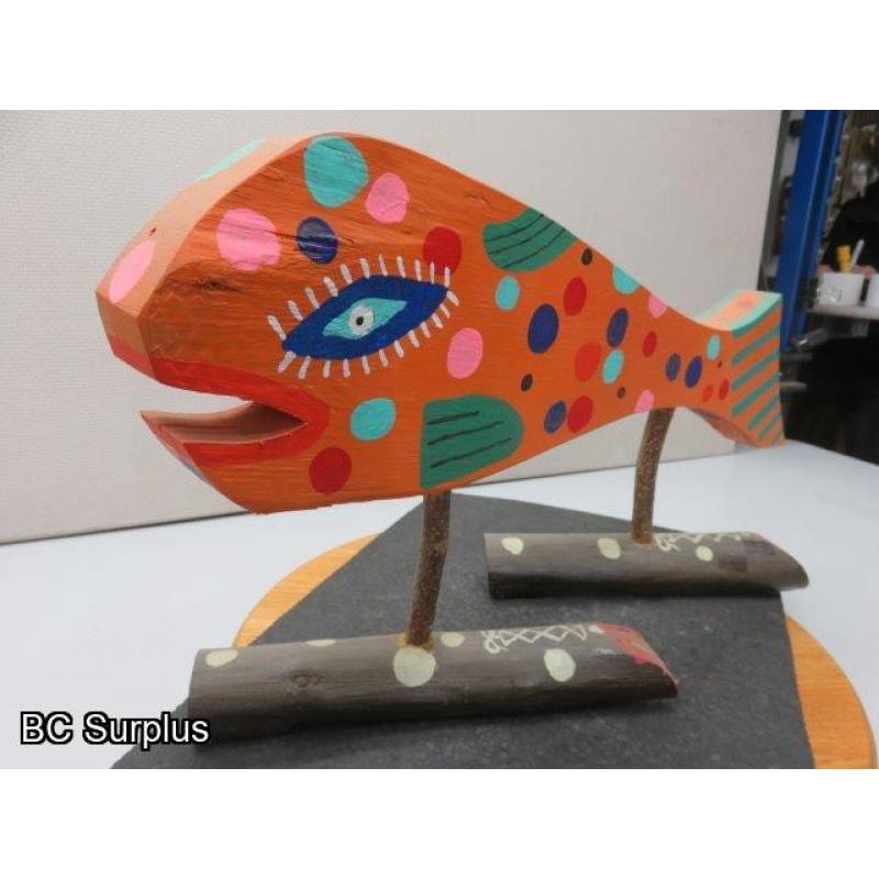 S-84: Folk Art Carved & Painted Toed Fish