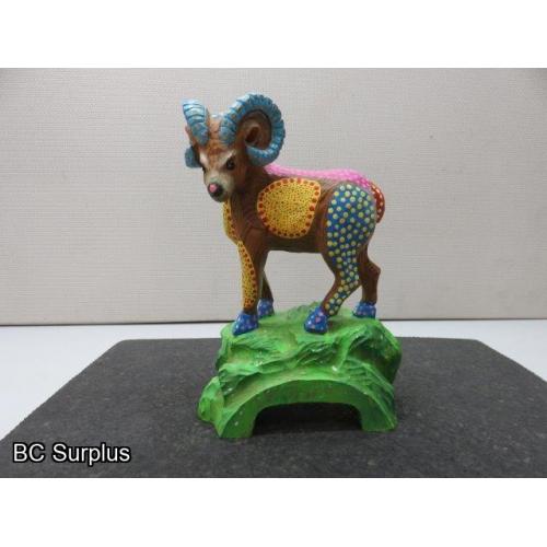 S-66: Folk Art Painted Wooden Big Horn Sheep