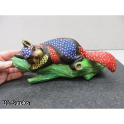 S-67: Folk Art Painted Wooden Squirrel