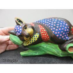 S-67: Folk Art Painted Wooden Squirrel