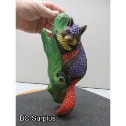 S-67: Folk Art Painted Wooden Squirrel