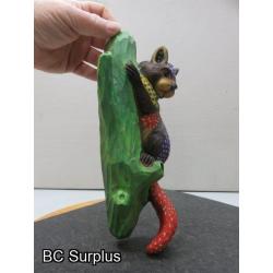 S-67: Folk Art Painted Wooden Squirrel