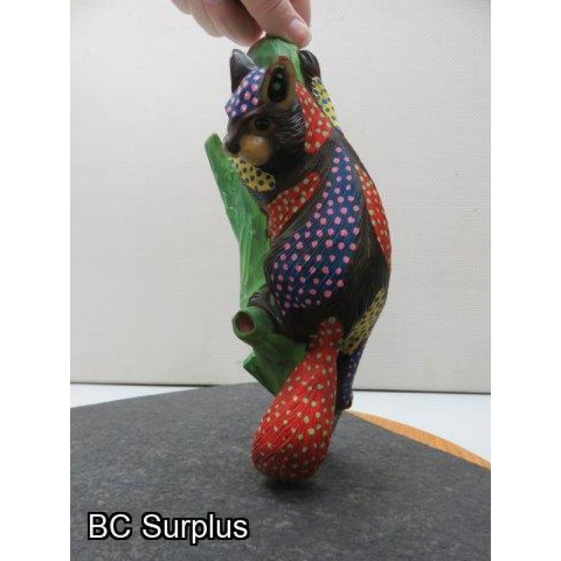 S-67: Folk Art Painted Wooden Squirrel