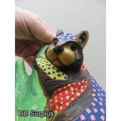 S-67: Folk Art Painted Wooden Squirrel