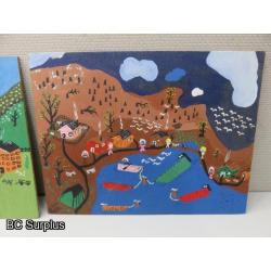 S-138: Folk Art Original Paintings – 4 Items