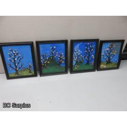 S-139: Framed Original Folk Art Paintings – 4 Items