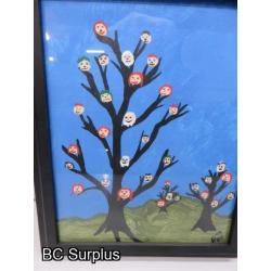 S-139: Framed Original Folk Art Paintings – 4 Items