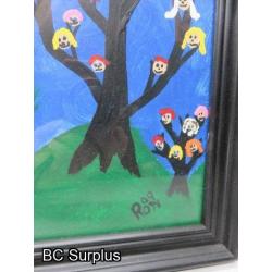 S-139: Framed Original Folk Art Paintings – 4 Items