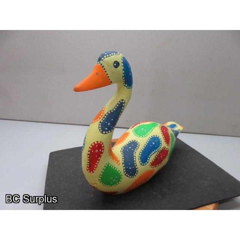 S-70: Folk Art Painted Wooden Goose