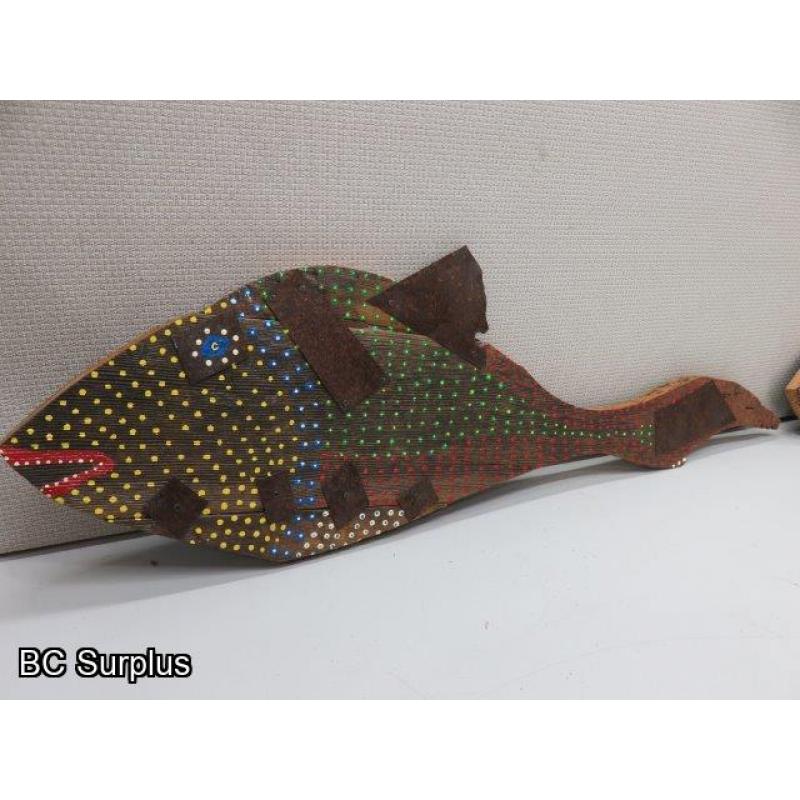 S-150: Original Folk Art Fish – Recycled Wood – 2 Items