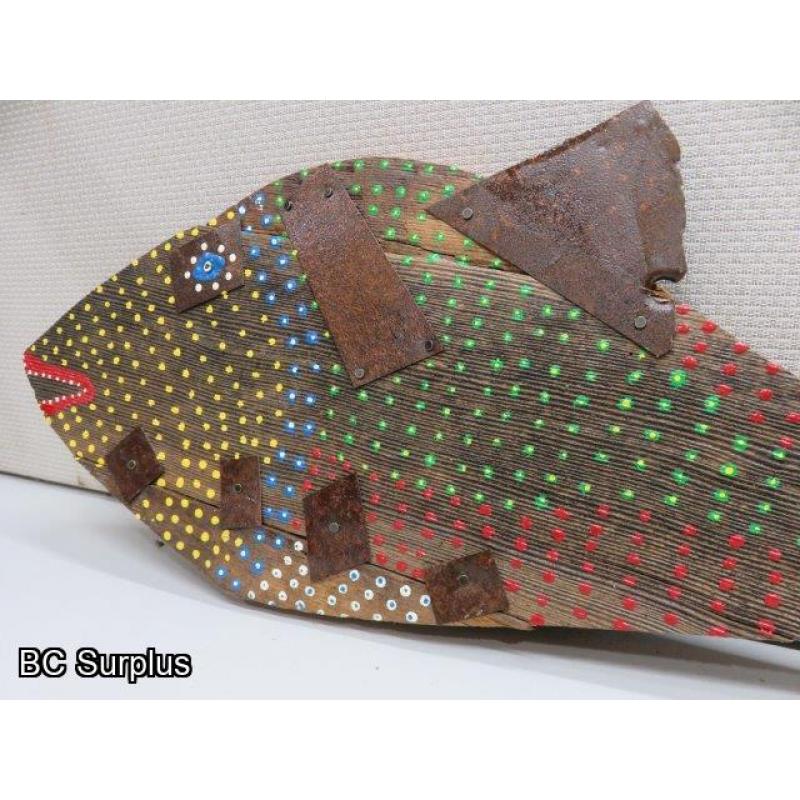 S-150: Original Folk Art Fish – Recycled Wood – 2 Items