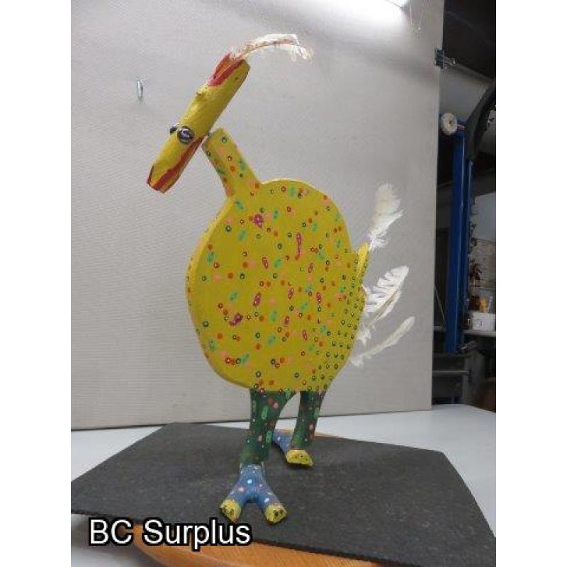 S-71: Folk Art Carved & Painted Wooden Chicken