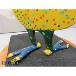 S-71: Folk Art Carved & Painted Wooden Chicken