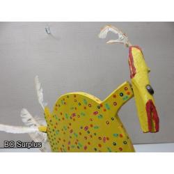 S-71: Folk Art Carved & Painted Wooden Chicken