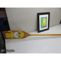 S-155: Vintage Painted Kayak Paddle & Painting – 2 Items