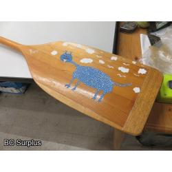 S-155: Vintage Painted Kayak Paddle & Painting – 2 Items