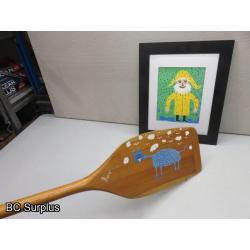 S-155: Vintage Painted Kayak Paddle & Painting – 2 Items