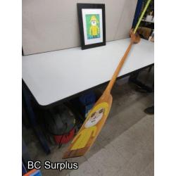 S-155: Vintage Painted Kayak Paddle & Painting – 2 Items