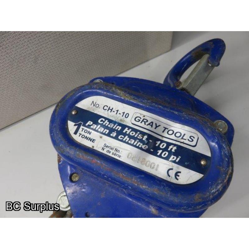 S-268: Gray Chain Hoist – 1 Ton