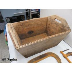 S-288: Heavy Duty Welding Clamps & Wooden Bin – 1 Lot