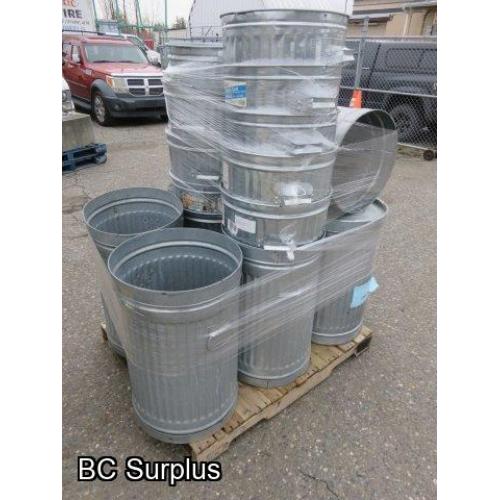 S-351: Galvanized Steel Garbage Cans – 1 Pallet – NO Lids