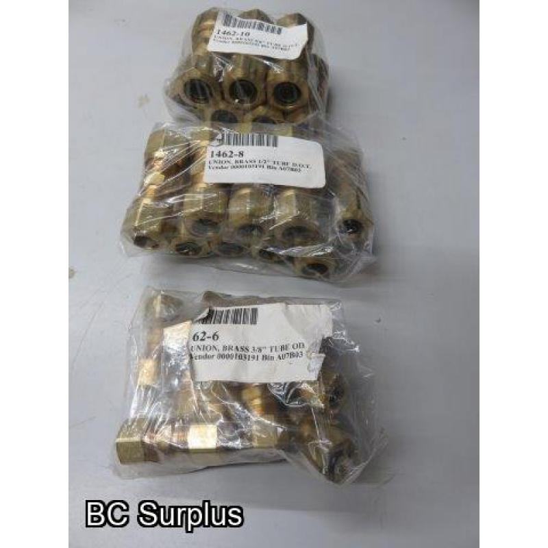 S-422: Brass Tube Union Fittings – 3 Packages