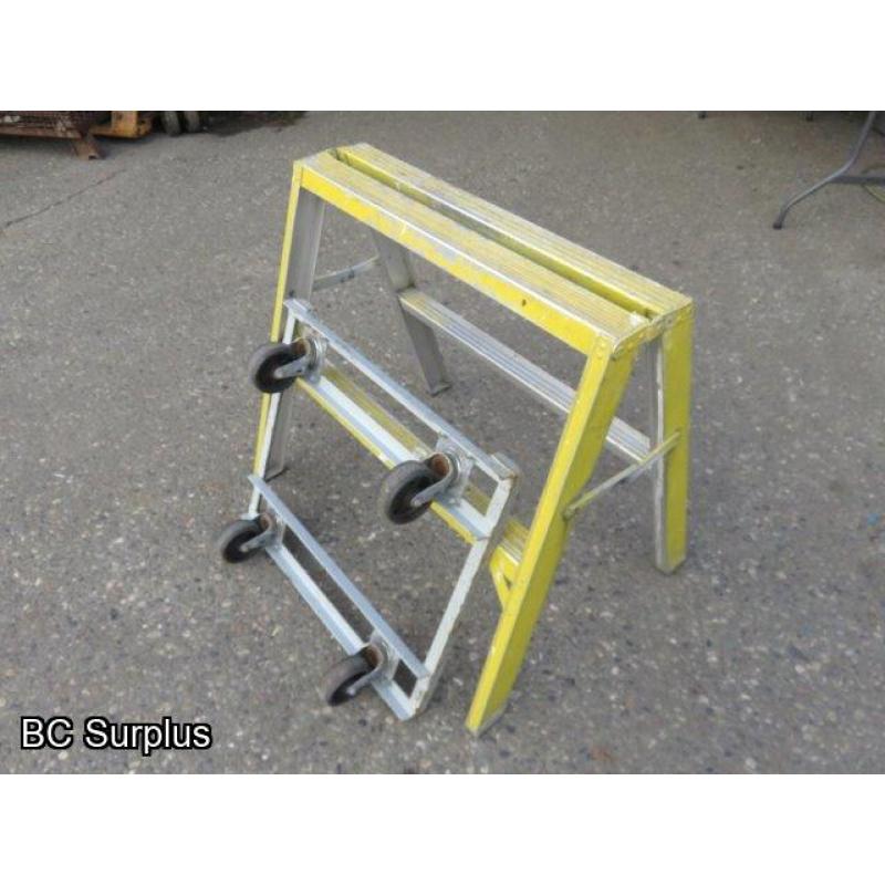 S-566: 2-Step Aluminium Saw Horse & 4-Wheel Cart – 2 Items