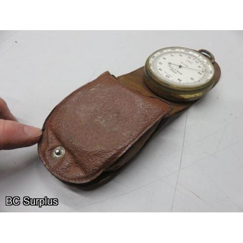 S-632: Short & Mason Vintage Brass Pocket Altimeter & Case