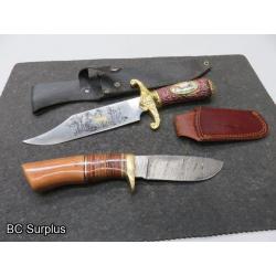 S-634: Collector Hunting Knives with Leather Sheaths – 2 Items