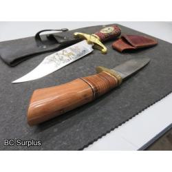 S-634: Collector Hunting Knives with Leather Sheaths – 2 Items