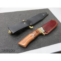 S-634: Collector Hunting Knives with Leather Sheaths – 2 Items