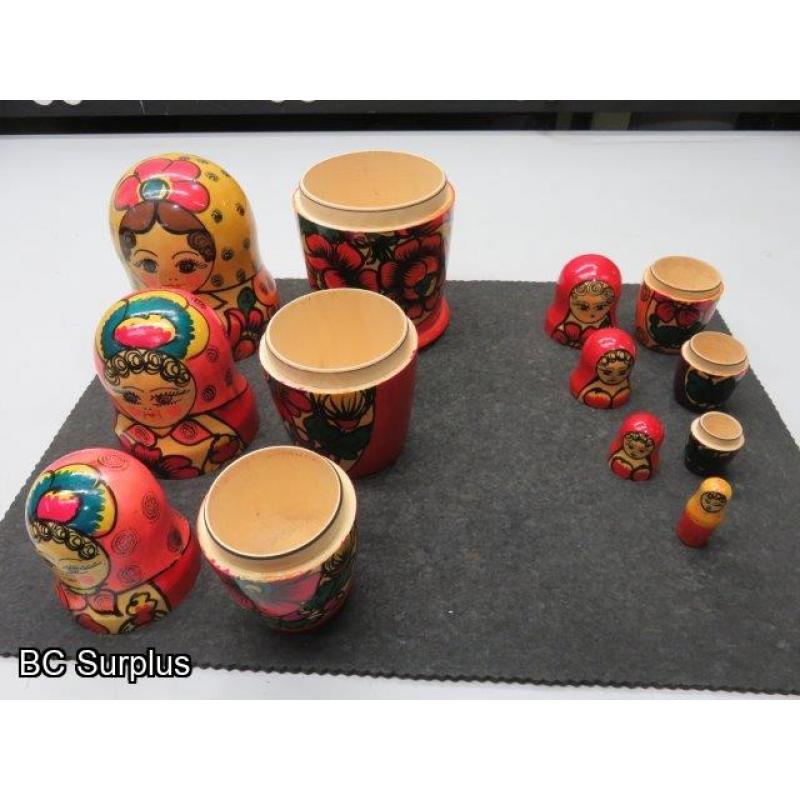 S-642: Vintage Nesting Dolls – Solid Wood