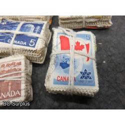 S-678: Canadian 5c Stamps – Various – 77 Bundles of 100