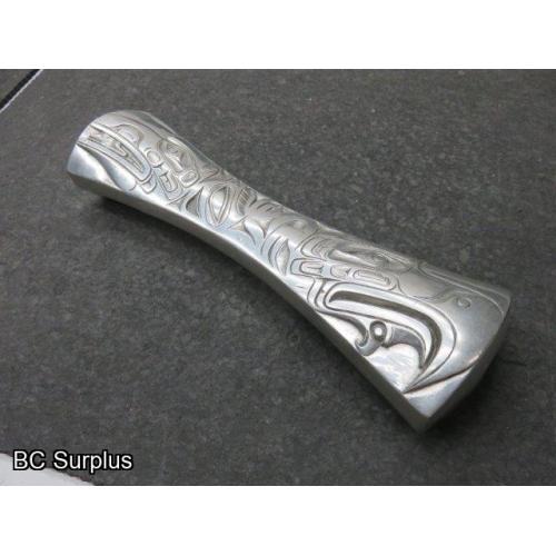 S-689: Signed Metal Indigenous Carving -1 Item