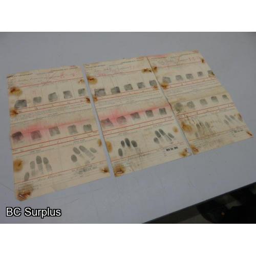 S-733: Police Fingerprint Sheets from 1913 – 3 Items